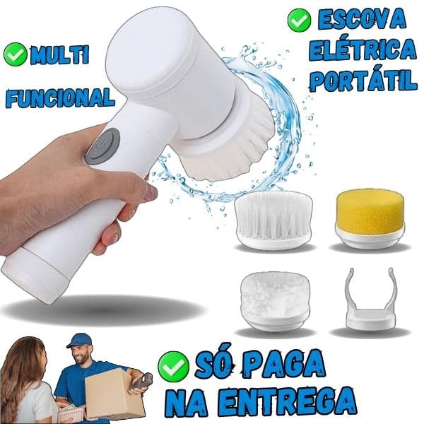 Escova de Limpeza Elétrica Portátil Sem Fio Multifuncional