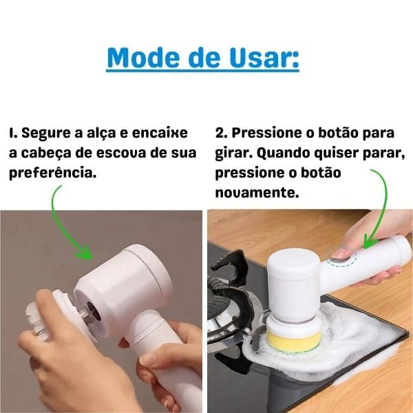 Escova de Limpeza Elétrica Portátil Sem Fio Multifuncional